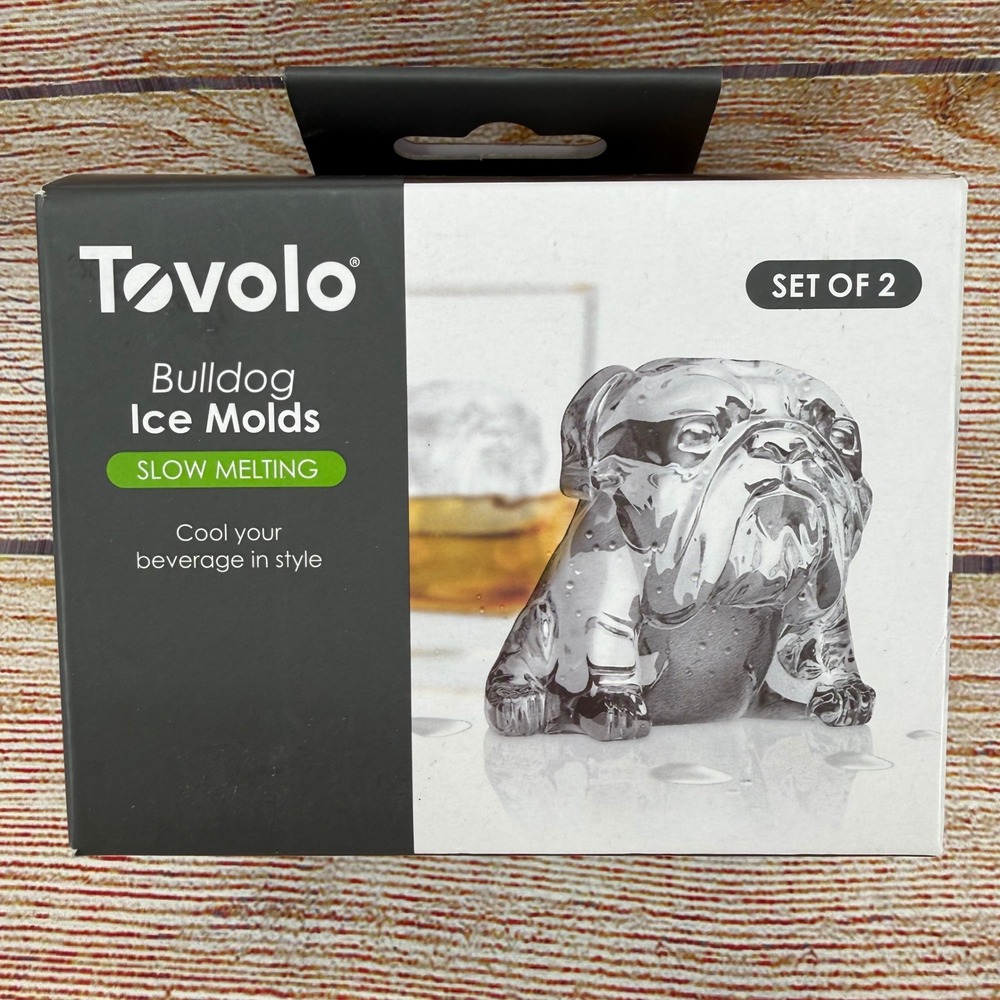Tovolo Bulldog Ice Molds Set of 2 Slow Melting Silicone Dog Shaped Ice‎ Cubes
